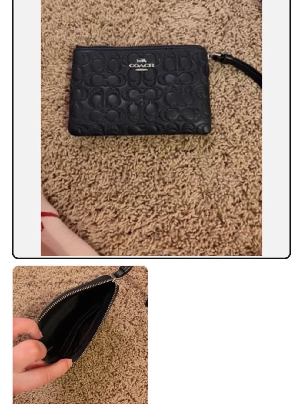 Coach sparkly black wristlet